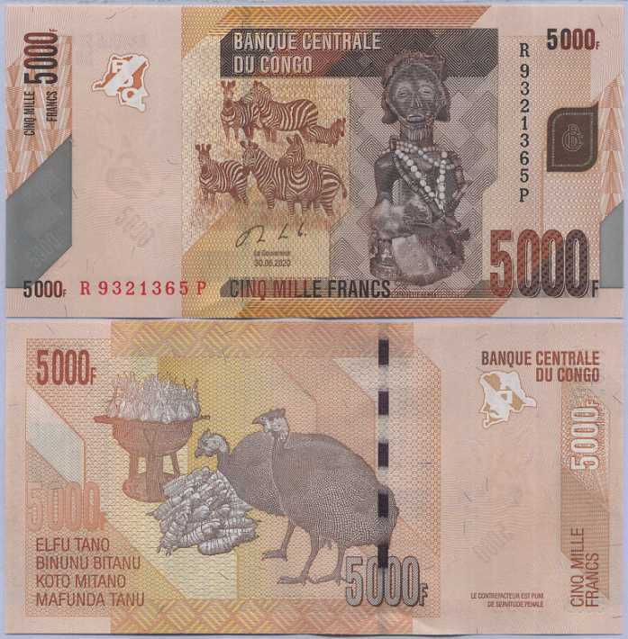 Congo 5000 Francs 2020 / 2021 P 102 C Unc