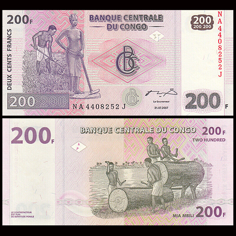 Congo Democratic Republic 200 Francs, 2007-2013, P-99, Unc