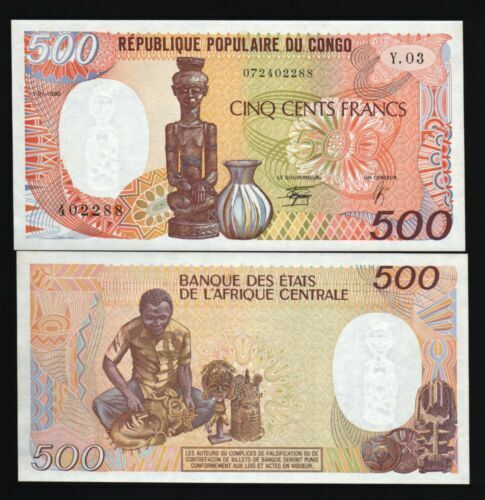 Congo Republic 500 Francs P-8 1990 X 100 Pcs Lot Full Bundle Mask Unc Bill Note