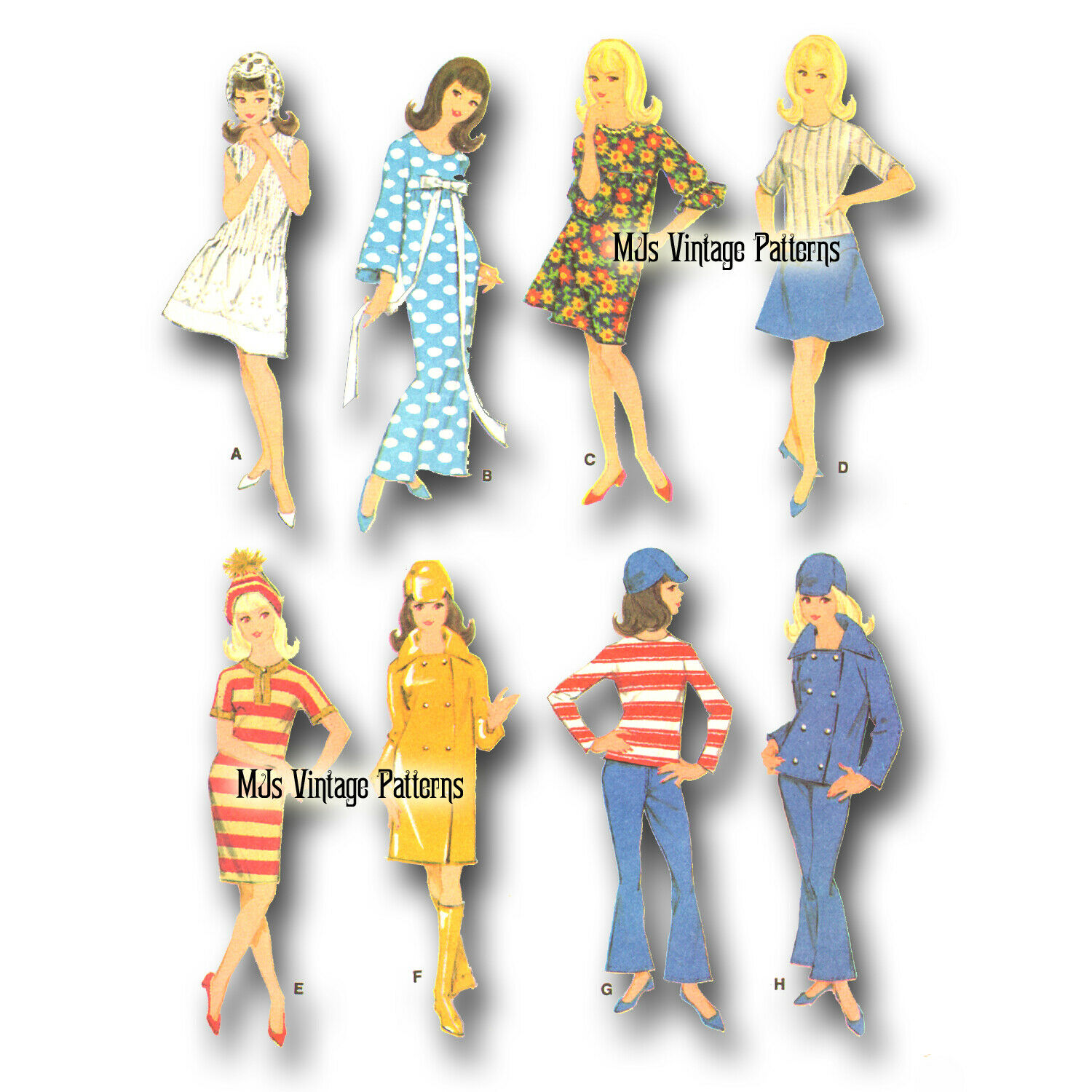 Vintage 1960s Mod Doll Clothes Pattern ~ Barbie Francie Christie Midge Stacy